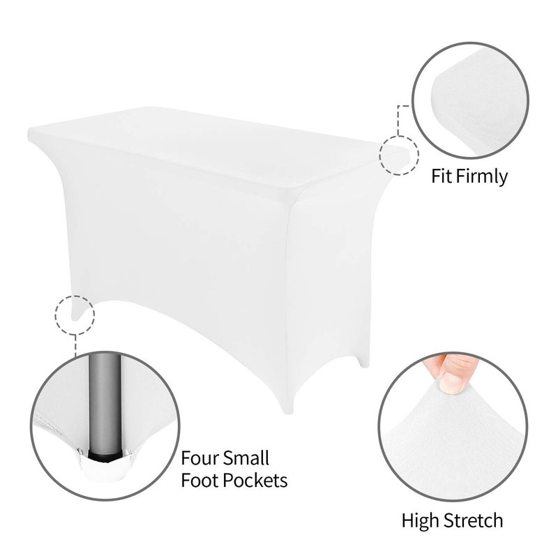 Peomeise 4FT Spandex Table Cover Rectangular Stretch Spandex Tablecloth (White,4FT) - Image 3